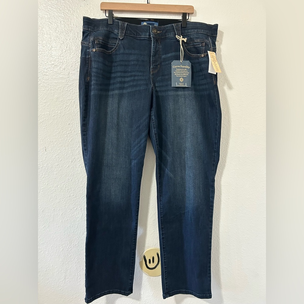 Ab"solution® Mid Rise Dark Indigo Straight Leg Plus Jeans size 20W - Picture 2 of 10